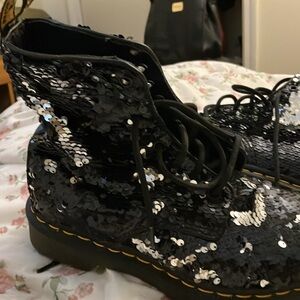 Sequin Black Women's Boots DOC MARTENS